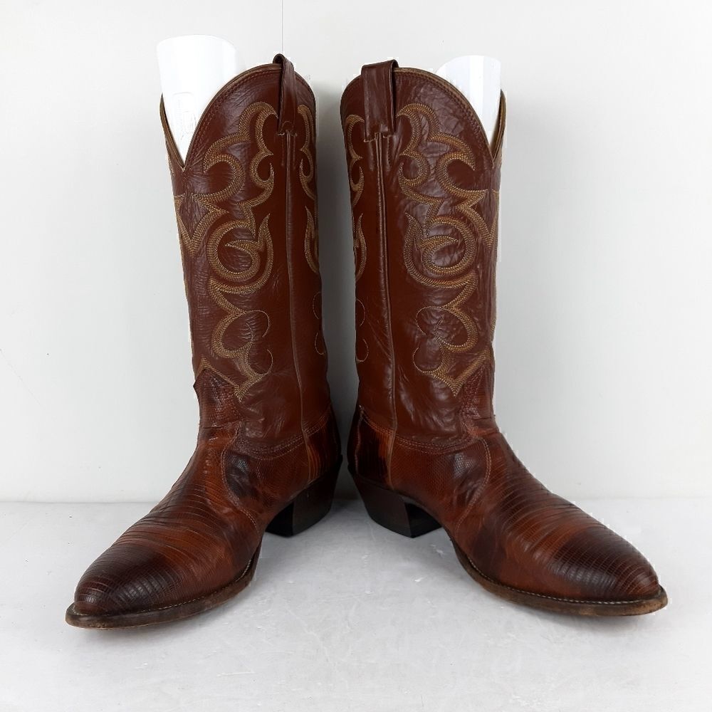 Nocona men's bulhide brown/tan genuine leather  western boots size 8D - Picture 4 of 11
